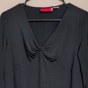 🌞 deals! Liz Lange Maternity top sz M medium black cinched shirt stretchy